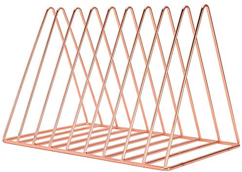 aqxreight Book Shelf Metal Rose Gold Desk Books File Storage Rack Desktop Bookshelf