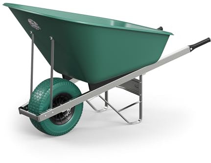 Agri Barrow Wheel Barrow 160 Litre Plastic Wheelbarrow with Puncture Proof Fat Tires - Green, Ideal for Equestrians, Gardeners, Yard & Garden Maintainers, Farmers, Stable Workers, Allotment Owners