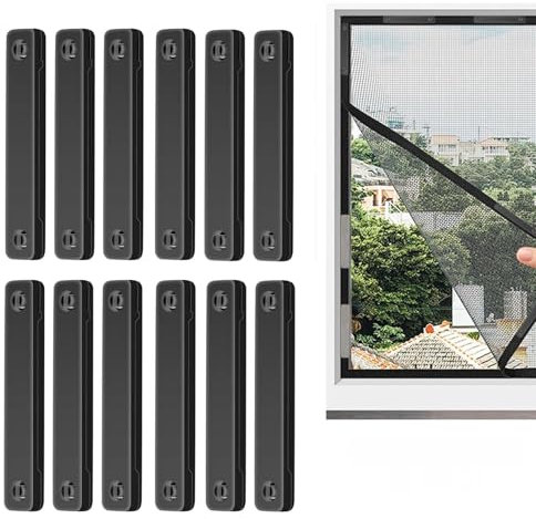 Fliegengitter Fenster Magnet,12 Stück Magnete Für Fliegengitter Clips, Magnetbefestigung Für Fliegengitter, Magnet Fliegengitter Fenster Ohne Bohren, Für Küche Wohnzimmer Balkon (B) (12pcs,Schwarz)