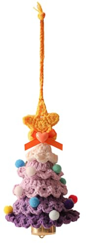 Crochet Christmas Tree Pendant, DIY Knitted XMAS Tree Ornaments with Bell for Home Decoration Table Centerpiece Windowsill Bedroom Living Room