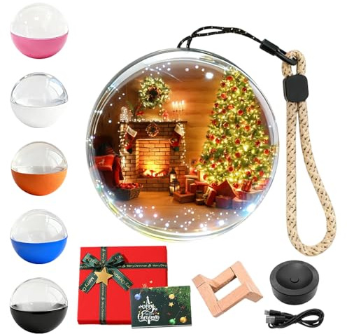 fjaldjfu Memory Orb Video Kugel, Memory Sphere Christbaumkugel, 2.7 Inch Magic Crystal Ball, 3D Personalisiertes Kugel Mit Video für Familie Und Freunde (Weiß)