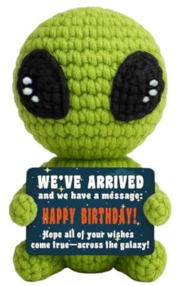 Positive Alien in Katzenhäkeln, Geschenk zur emotionalen Unterstützung, Weltraumthema Kreative Strickwolle Alien Puppe und Kleine Umarmung Glücksbringer für Familie, Herren, Damen, Paare, College