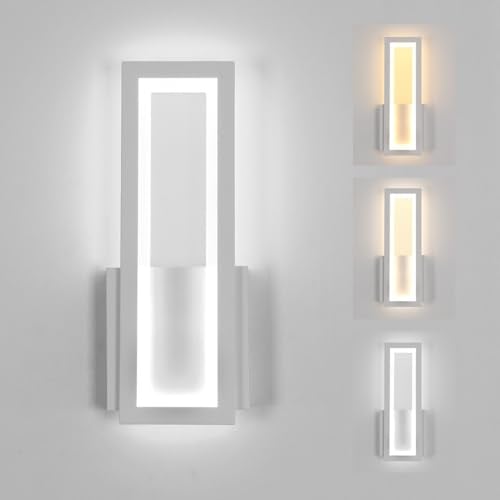 Osairous Wandleuchte LED Innen Modern, 16W 1800LM 3000K/4500K/6500K, Weiß | Wandlampe Innen Acryl LED, Flur Wandbeleuchtung für Schlafzimmer Korridor Wohnzimmer Treppe, 32CM