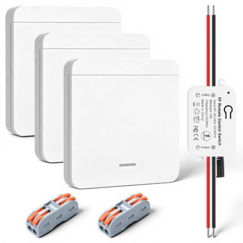 RUIZHI Interruttore radio da 2300 W, 10 A, con ricevitore, set di trasmettitore da parete senza fili, 433 MHz, portata 30 m, ideale per lampade, plafoniere e elettrodomestici senza cablaggio