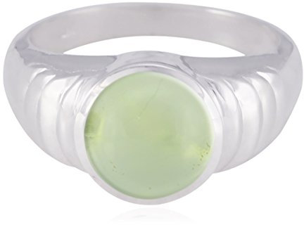 natürlicher Edelstein runden Cabochon Prehnit Ringe - soliden Silber grünen Prehnit natürlichen Edelstein Ring - höchste Schmuck meistverkaufte Geschäfte Geschenk für Arbeitstag Natur Ring