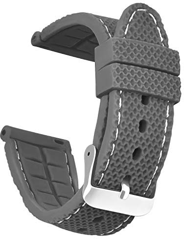 OLLREAR Unisex Gomma Cinturini Orologi 6 colori e 3 formati 22mm Grigio, impermeabili, in gomma morbida, Cinturini per Orologi in Silicone per Uomo Donna, Cinturini Smartwatch