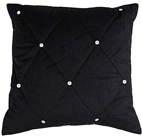 Riva Paoletti New Filled Cushion Diamante Crystal Sequins-Quilted Geometric Design-Hidden Zip Closure-100% Polyester-45 x 45cm (18 x 18 inches), Polyester, Black, 45 x 45cm