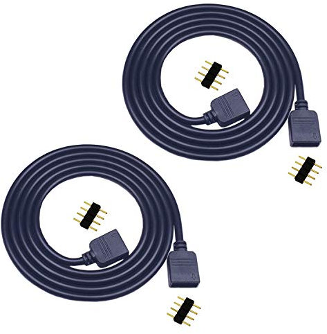 LITAELEK 2pcs 5m RGB LED Streifen Verlängerungskabel 4 polig LED Band Verlängerung Kabel RGB 5050 3528 2835 LED Strip Extension Cord LED Stripe Extension Cable LED Verbinder Anschluss, Schwarz