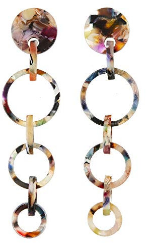 Ohrclips versilbert Ohrring mit mehrfarbigem Acryl - Elon M von Bello London