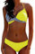 CheChury Damen Bademode Push Up Bikini Set Zweiteilige Badeanzug Strandkleidung Crossover Neckholder Triangel Oberteil Bikinihose Sexy Halter,Gelb,M
