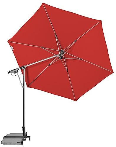 Doppler Pendelschirm AX Alu 290cm in Rot inkl. Schirmständer & Schutzhülle 6-teilig I Sonnenschirm für Balkon & Terrasse I Ampelschirm knickbar I Kurbelschirm I Multifunktions-Pendelschirm
