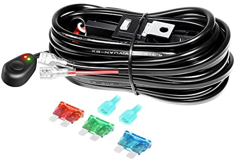 Willpower Kit Cablaggio Barra LED con Impermeabile 10ft 40A 12V Interruttore ON/OFF Relè per Luci di Offroad Fuoristrada Fendinebbia Faro da lavoro a LED