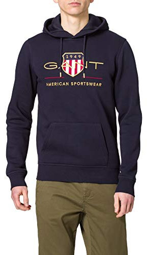 GANT Herren Archive Shield Hoodie Kapuzenpullover, Evening Blue, S