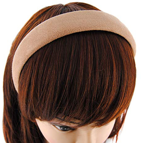 axy Haarreif mit Flanell Haarband Vintage Hairband Stirnband Klassische und modische Haarreifen (Leder Optik) HRK5 (Beige)