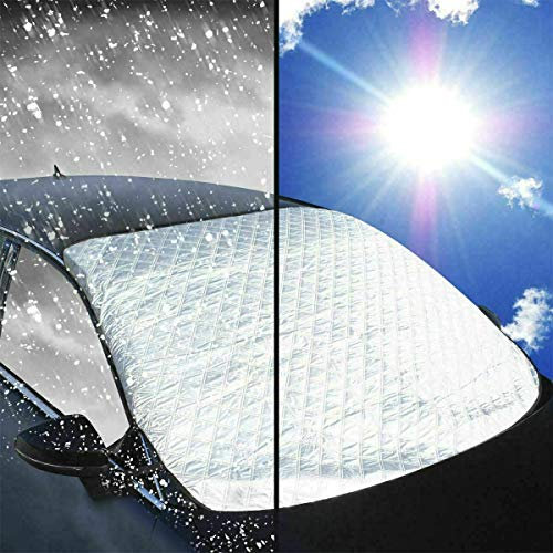 Riloer voiture pare-brise couverture de neige couverture de parasol, hiver argent 3 tailles contre la pluie givre glace neige (145 * 92 CM)
