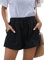 HVEPUO Damen Sommer High Waist Boxershorts Locker Kurz Pants Sportshorts Enge Kurze Yogahose Hotpants Workout Radlerhose Sport Hohe Taille Shorts Schwarz M