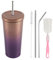 Nwvuop Stainless Steel Tumbler with Straw Double Walled Insulated Cup Travel Mug with Straw and Leak Proof Lid Reusable Coffee Cup Purple