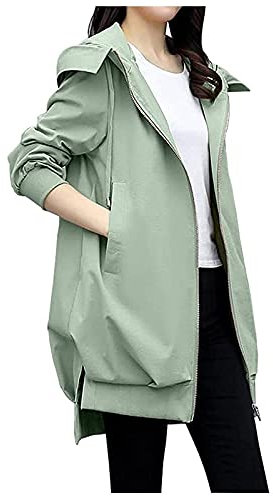 HHMY Veste de pluie doublée pour femme - Veste de transition imperméable et respirante - Avec capuche - Veste d'extérieur unie - Coupe-vent - Veste fonctionnelle Softshell - Parka de pluie, Vert