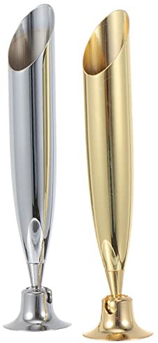 HEALLILY 2pcs Round Metal Insertion Pen Holder Vintage Single Pen Holder Feather Quill Dip Pens Base Fountain Pens Stand for Office School Stationery Silver Gold, 8.2x1.7x1.2cm (IOR31Y5245Q15MEU)
