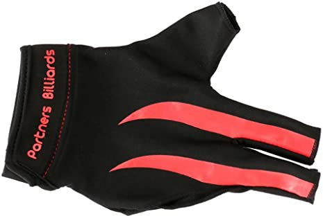Sharplace Professioneller 3 Finger Handschuh für Die Hand von rechts, Sportzubehör für Billard, Snooker, Rot Schwarz