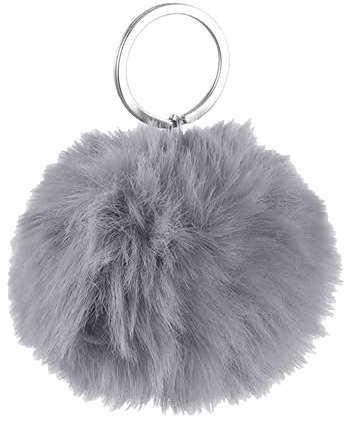Hy Faux Fur Pom Pom Keyring (One Size) (Grey)