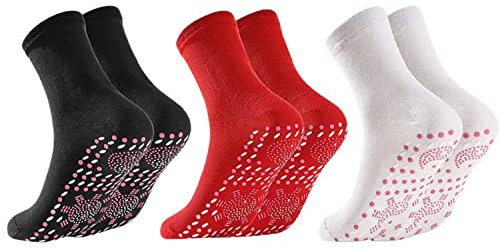 Comelylady Chaussettes de santé minces en tourmaline, chaussettes auto - chauffantes magnétiques, favorisant la circulation sanguine,chaussettes de massage des pieds (3PC)