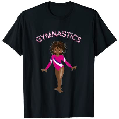 Gymnastikanzug für Mädchen, afrikanischer Turner mit rosa Turnanzug T-Shirt