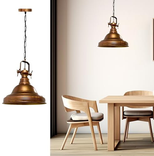 bamyum Ulmete Hängelampe Industrial Vintage Ø30cm Metall, Kupferfarbe Hängelampe Wohnzimmer Küchenlampe Hängend E27, Pendelleuchte Esstisch Vintage Industrial, Esszimmerlampe, Deckenlampe Wohnzimmer