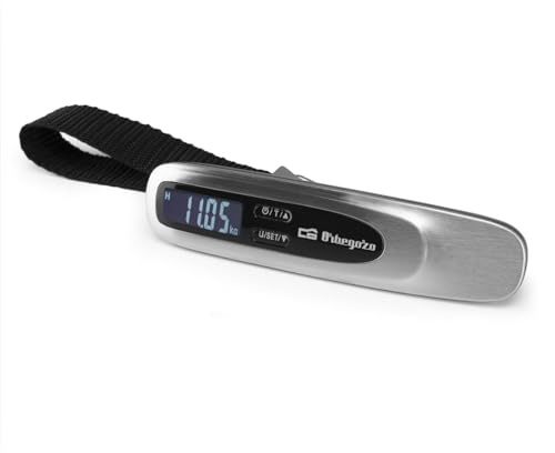 Orbegozo PC 4200, Koffergewicht, präzise und leicht, Präzisionssensor, Nylonband, stabiler Metallhaken, KG/Pfund, max. 50 kg / 100 Pfund, TARA-Funktion, digitales LCD-Display