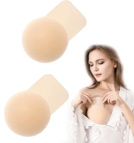 IOPYKKOA 1 Paar Added Lift Silikon Nipple Covers Klebe-BH Unsichtbarer trägerloser Klebe-BH Blütenblätter Bruststraffung Pasties für Frauen(für A-C)
