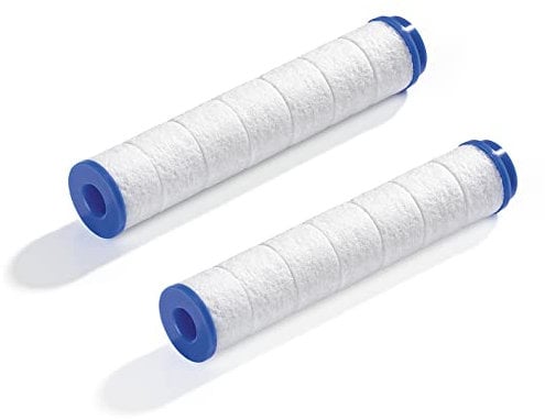 EASYmaxx Ersatz-Filter für Duschkopf | 2er-Set | PP-Baumwoll-Filter für gereinigtes & weicheres Wasser durch integrierte Mineralkugeln | Ideal bei kalkhaltigem Wasser [Weiß]