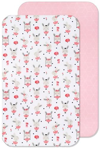 Lovely Hippo 2X Spannbettlaken 80x160 cm 100% Baumwolle - Set 2X - Hausbett 80x160 cm Kompatibel (Tänzerin Rosa, 80 x 160 cm)