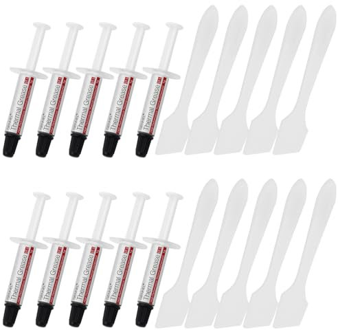 GENNEL GT-1 Lot de 10 pâtes thermiques pour CPU Argenté (1 g x 10), haute performance, pâte thermique dissipateur, graisse thermique à impédance thermique ultra faible pour refroidisseurs