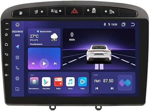 Android 13 Car Radio 9 Pollice Touchscreen 8-Core 4GB + 32GB Per Peugeot 308 308 SW 1 2007-2015/Peugeot 4081 2012-2020/Peugeot CRZ WiFi CarPlay/Android Car 4G LTE RDS SWC Bluetooth 5.0 (Grigio)