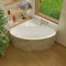 ECOLAM® Badewanne Eckwanne Eckbadewanne Acrylwanne BALA 140 x 140 cm | Inkl. Styroporverkleidung befliesbar Ablaufgarnitur Alcaplast Ab- und Überlauf symmetrisch Acryl weiß Füße Silikon | Komplett-Set