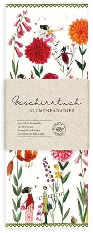 Grätz Verlag GmbH Geschirrtuch 100% Baumwolle, Geschenkidee, Küchen Accessoire, Motiv, Geschenk, Küche, Kochen, Grillen (Blumenparadies)