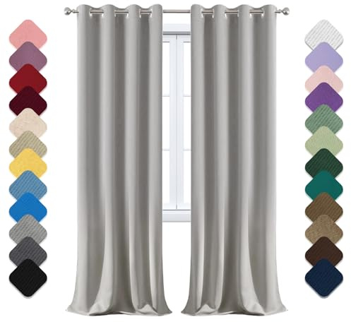 Yoosing Tenda Oscurante da Interno, Tende Oscuranti 1 Pannelli con Anelli, 160x220cm (LXA) Tenda Termica Isolante Freddo E Caldo, Tende Soggiorno, Tende Coprenti, Tende Fonoassorbenti Grigio