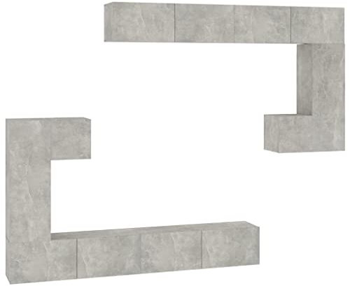 vidaXL Wall-Mounted TV Cabinet Set-Concrete Grey Engineered Wood-Modern Floating Media Storage Units for Living Room
