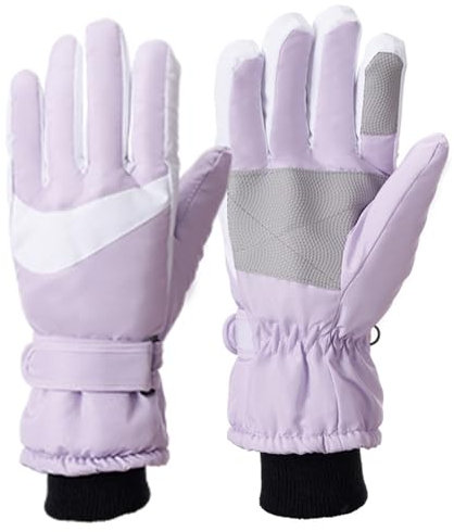 Qyd107 Winter-Outdoor-Handschuhe, Unisex, Samt, winddicht, rutschfest, Reithandschuhe (Violett, M)