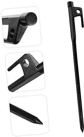 YARNOW 4stücke Stahlnägel Zeltheringe Aus Robustem Stahl Für Markisen Überdachungen Campingzelte Planenheringe Mit Löchern Für Seile Und Haken Zum Herausziehen