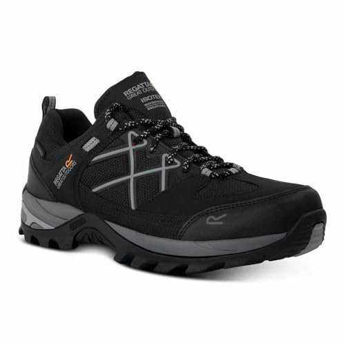 Regatta Mens Samaris III Low Walking Shoes with Performance Threads & Shock Absorbing Heel, Waterproof & Breathable - Perfect for Outdoors, Hikin, Climbing & Mountaineering Black