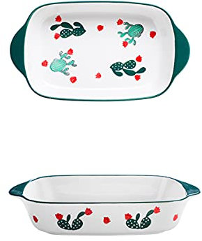 Pirofile da forno in ceramica, pirofila da forno, piccole pirofile rettangolari in ceramica con manico for forno teglia in ceramica casseruola for lasagne teglie individuali, set di 2,C (Color : C)