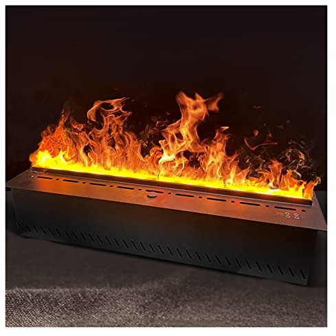Chimenea Flotante para Pared Chimenea de 47/59 Pulgadas Chimenea eléctrica silenciosa montada en la Pared Efecto de Llama Realista con Control Remoto, Panel de Metal, agrega Agua automáticamente,