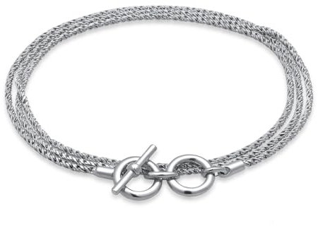 Kuzzoi Bracelet en argent pour homme avec cordon (2 mm) en argent sterling 925 avec fermoir en T distinctif de style vintage, longueur 19 cm, Argent sterling