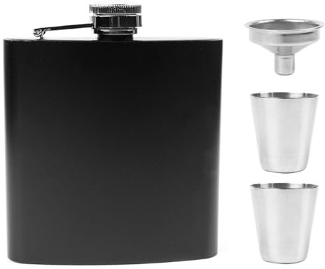 NUZAMAS 304 Stainless Steel Flask Set Personalised Hip Flask Whisky Flask 6oz Pocket Flask Funnel Shot Glasses Lovely Gift Whiskey Camping Flask For Liquor For Men