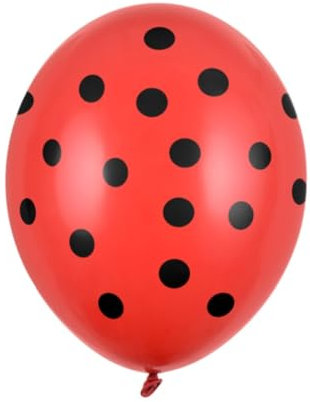 SiDeSo® 10 Luftballons mit Punkten Heliumgeeignet Party Geburtstag Jahrestag (rot mit schwarzen Punkten)