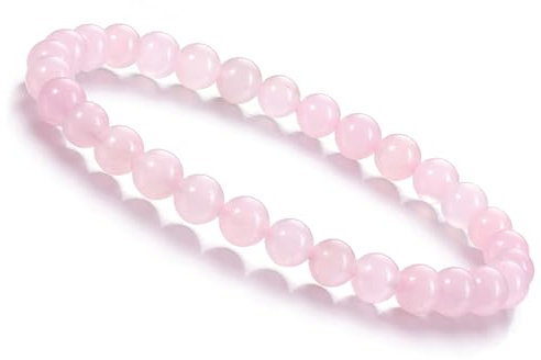 Jovivi Crystal Bracelet,6mm Natural Rose Quartz Healing Crystal Anxiety Gemstone Beaded Bracelet for Women Men Jewellery Gifts Christmas Birthday
