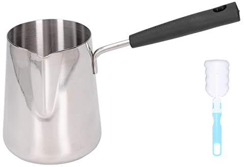 Tyenaza Cafetera Turca de 600 ml, Jarra de Café de Inducción de Acero Inoxidable, Cezve de Acero Inoxidable para Calentar café y Mantequilla, con Mango Resistente al Calor, para Amantes del Café