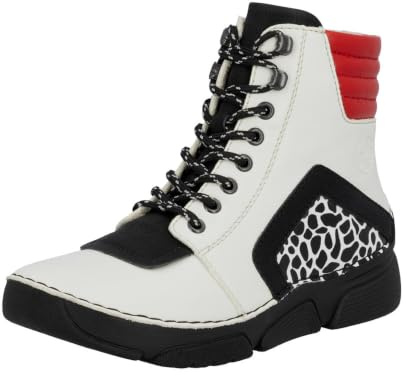 Rieker 45904-60 Damen Schnürstiefelette Synthetik schwarz/weiß/rot