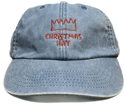 Outsdr Unisex Christmas Hat Bestickte Dad-Baseballkappe - Washed Light Blue - One Size